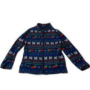 OshKosh Bgosh Boys Size 7 Sweater Christmas Nordic Print Full Zip Fleece